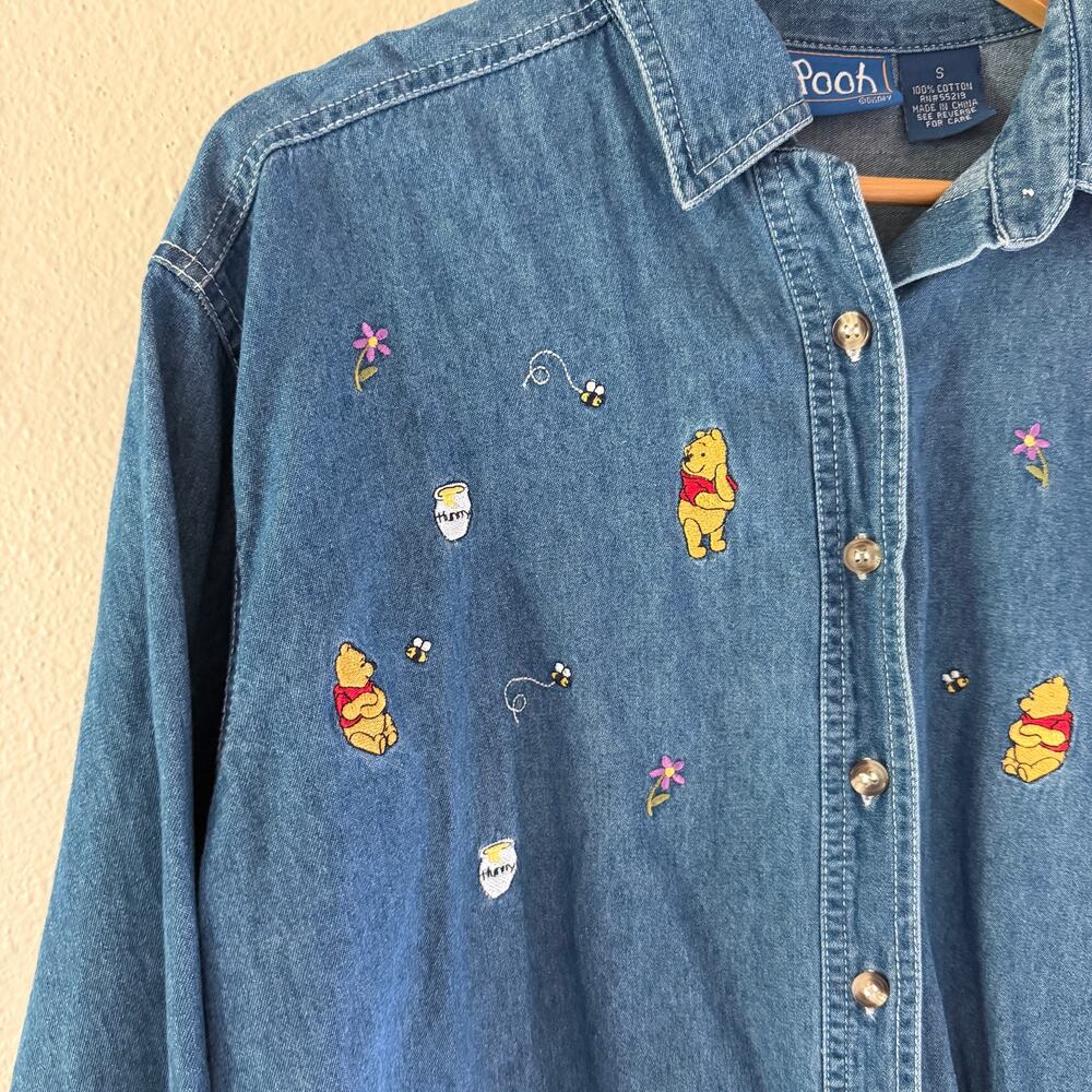 Vintage Disney denim button down shirt featuring Winnie the pooh embroidery - Picture 8 of 8